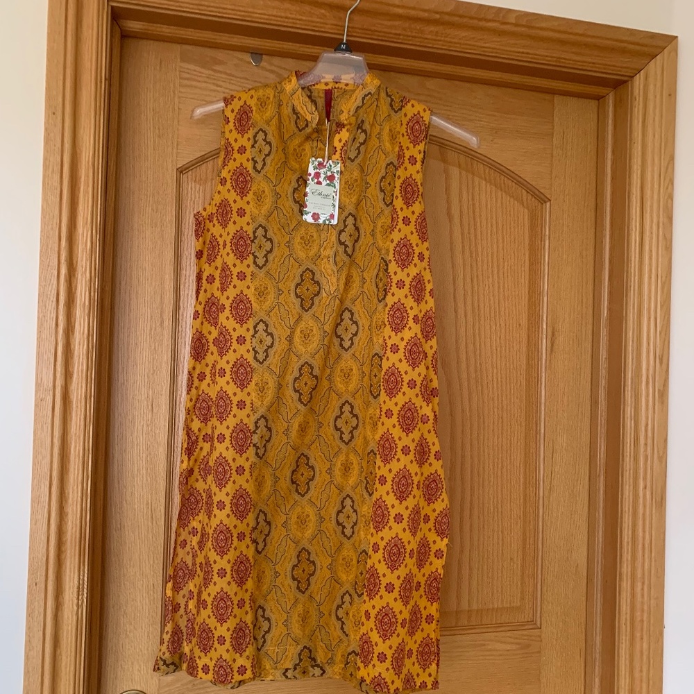 Sleeveless Tunic Style, Long Shirt , Multicolored, Ethnic